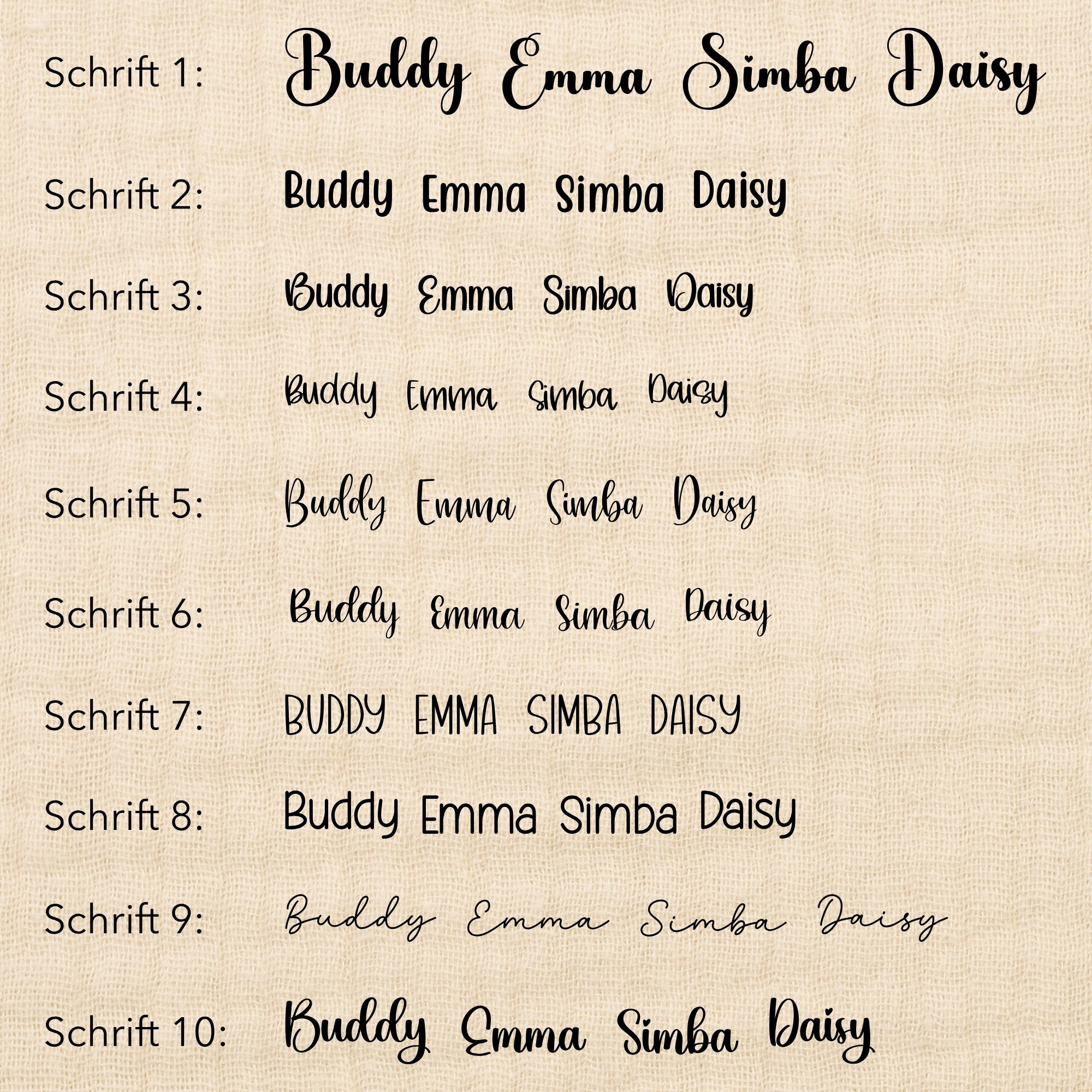 Musselin-Hundehalstuch mit Wunschname – in 8 Farben & 5 Größen