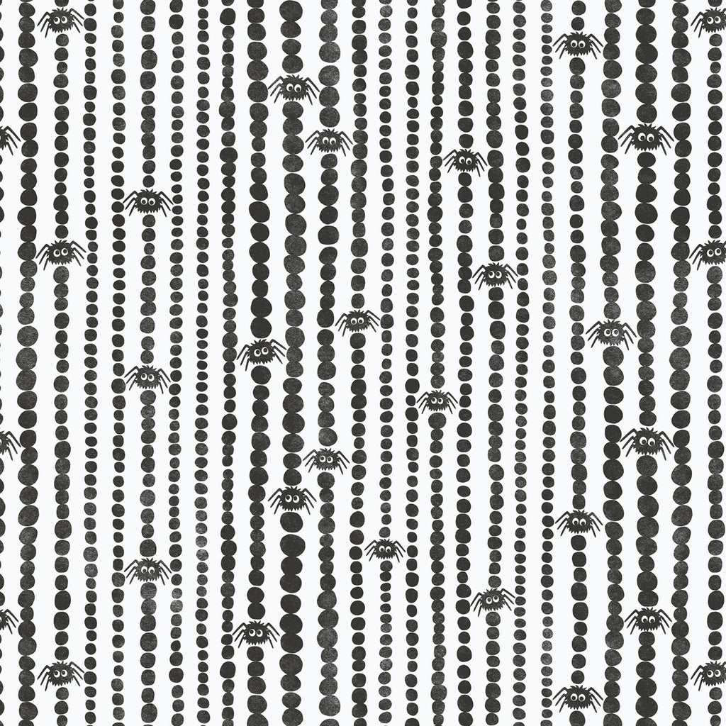 Cloud 9 Fabrics - Gothic Whimsy - Spiders Stripes | White/Black