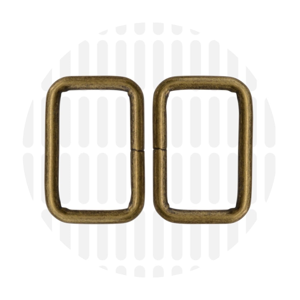 Basic Rectangular Ring 32 mm – ZipperZoo, Doppelpack, Varianten Antique Brass / Nickel