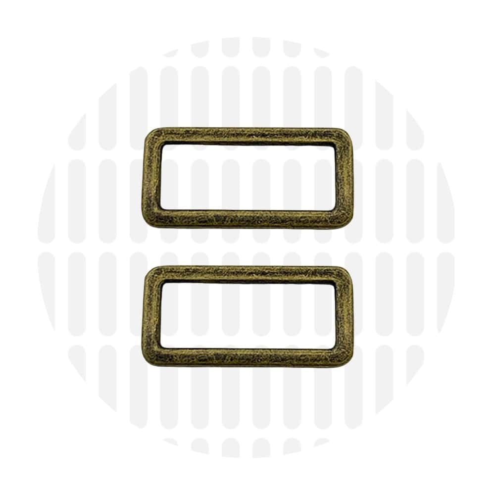 Sleek Rectangular Ring 32 mm – ZipperZoo, Doppelpack, Varianten Antique Brass / Nickel