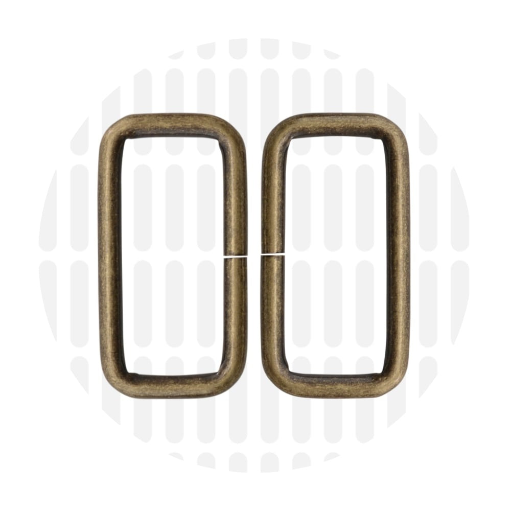 Basic Rectangular Ring 38 mm – ZipperZoo, Doppelpack, Varianten Antique Brass / Nickel