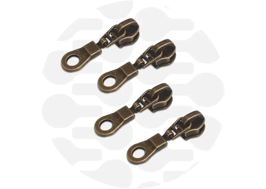 Spiralreißverschluss-Schieber Donut #S5 – rund & modern für Taschen (Nickel/Bronze)