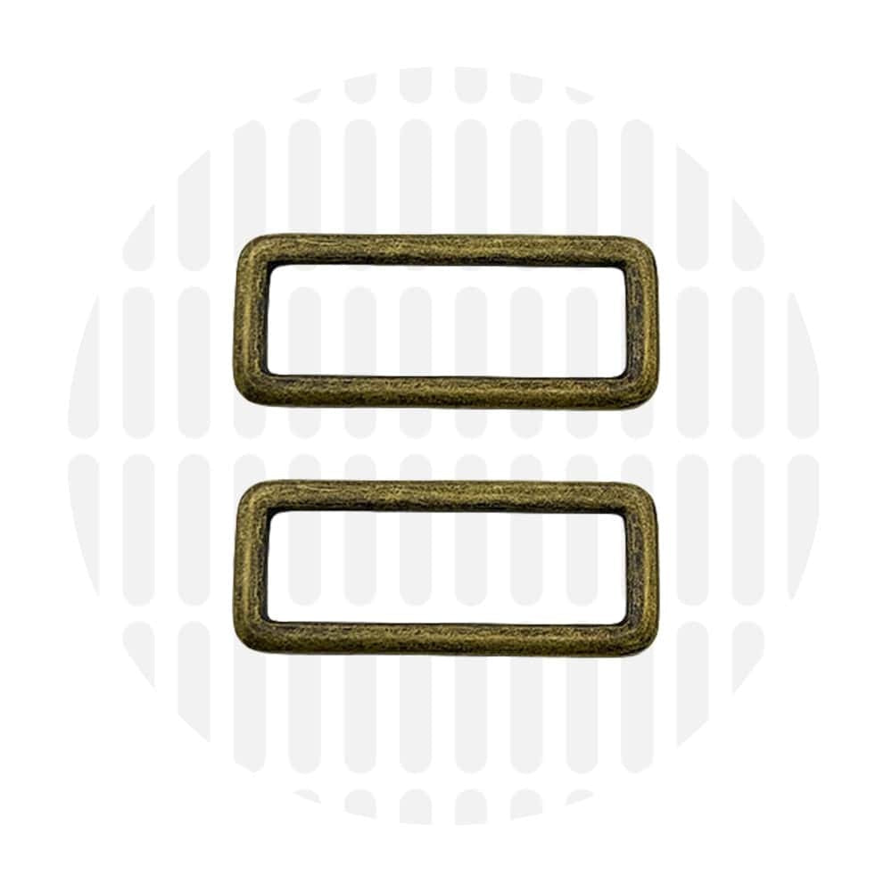Sleek Rectangular Ring 38 mm – ZipperZoo, Doppelpack, Varianten Antique Brass / Nickel