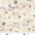 Blank Quilting - Parisian Snippets – Labels & Butterflies (Ecru)