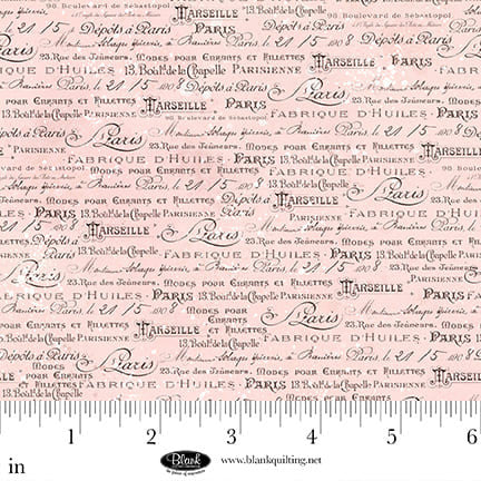 Blank Quilting - Parisian Snippets – Script (Light Pink)