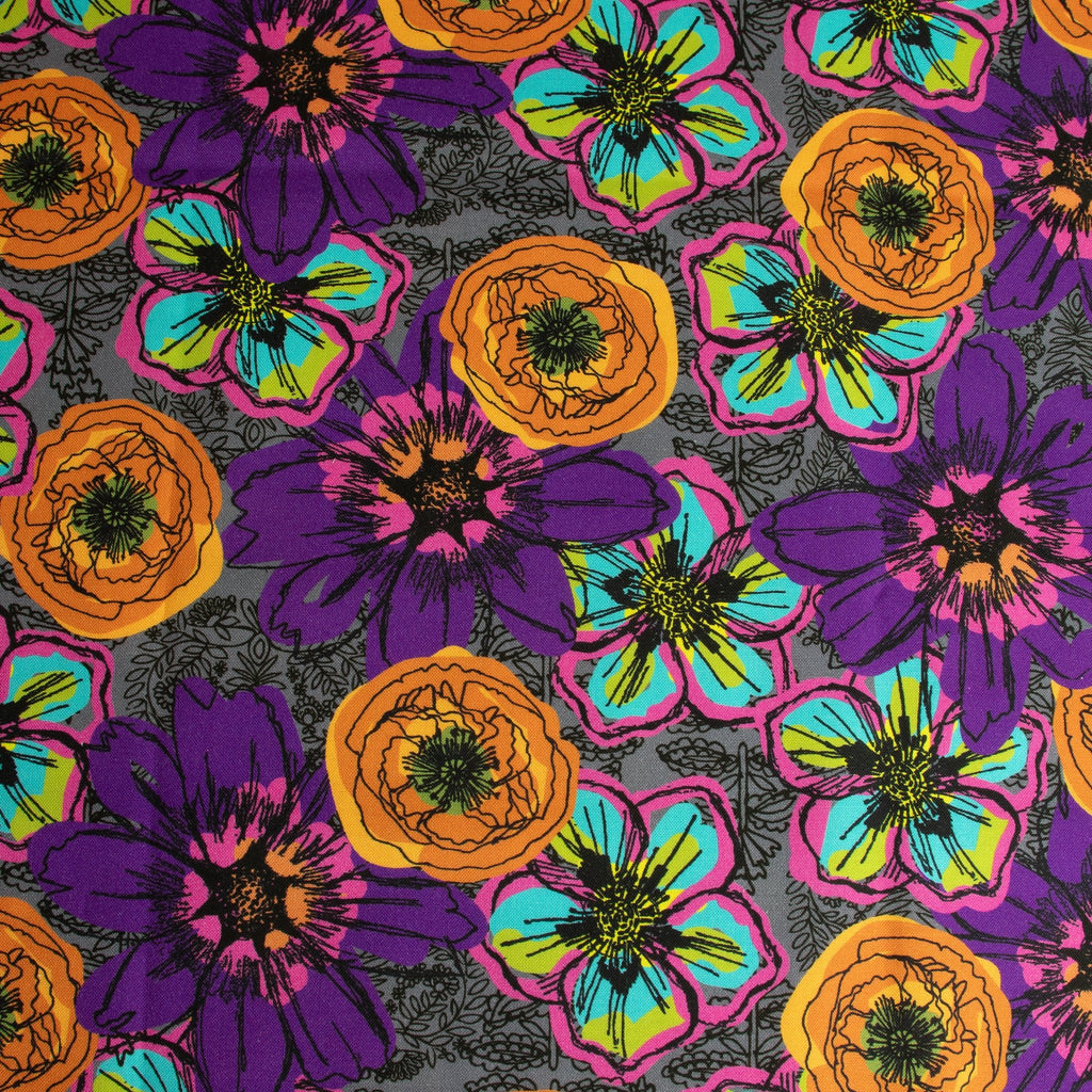 Windham Fabrics – Flower Fields Charcoal aus der Serie Winding Road von Natalie Barnes - Sabinzi - Aus Stoffliebe wird Lieblingsstück
