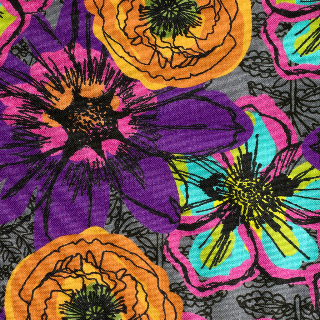 Windham Fabrics – Flower Fields Charcoal aus der Serie Winding Road von Natalie Barnes - Sabinzi - Aus Stoffliebe wird Lieblingsstück