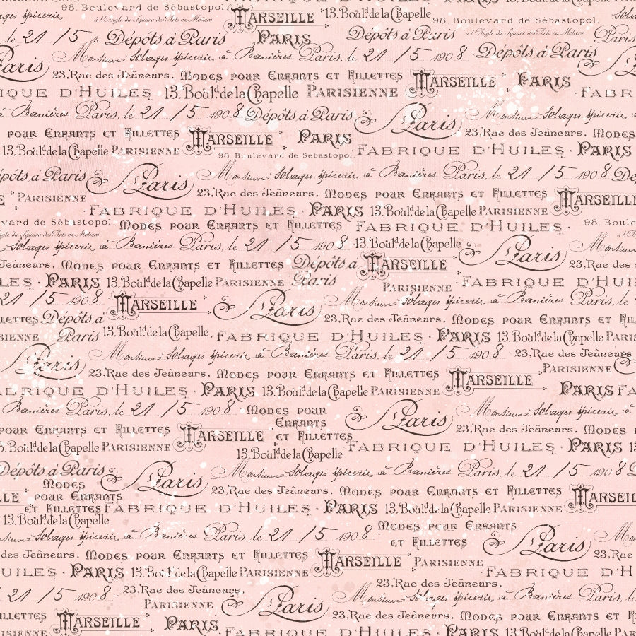 Blank Quilting - Parisian Snippets – Script (Light Pink)