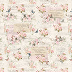 Blank Quilting - Parisian Snippets – Roses with Text (Ecru)