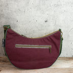 Bananentasche aus Heavy Canvas – Halbmondtasche in Mustard, Mulberry & Green Khaki