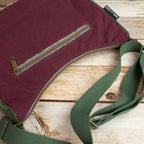 Bananentasche aus Heavy Canvas – Halbmondtasche in Mustard, Mulberry & Green Khaki