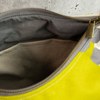 Bohara Bag M aus echino Heavy Canvas „Crop Lime“ – handgenähte Schultertasche mit Reißverschluss