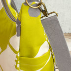 Bohara Bag M aus echino Heavy Canvas „Crop Lime“ – handgenähte Schultertasche mit Reißverschluss