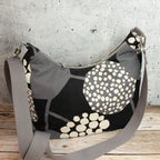 Bohara Bag M aus echino Heavy Canvas „Crop“ Schwarz/Grau – handgenähte Schultertasche