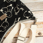 Bohara Bag M aus Kokka Canvas „Simply Animal Birds“ Schwarz – handgenähte Schultertasche
