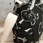 Bohara Bag M aus Kokka Canvas „Simply Animal Birds“ Schwarz – handgenähte Schultertasche
