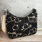 Bohara Bag M aus Kokka Canvas „Simply Animal Birds“ Schwarz – handgenähte Schultertasche