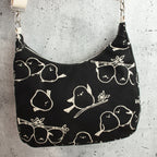 Bohara Bag M aus Kokka Canvas „Simply Animal Birds“ Schwarz – handgenähte Schultertasche