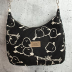 Bohara Bag M aus Kokka Canvas „Simply Animal Birds“ Schwarz – handgenähte Schultertasche