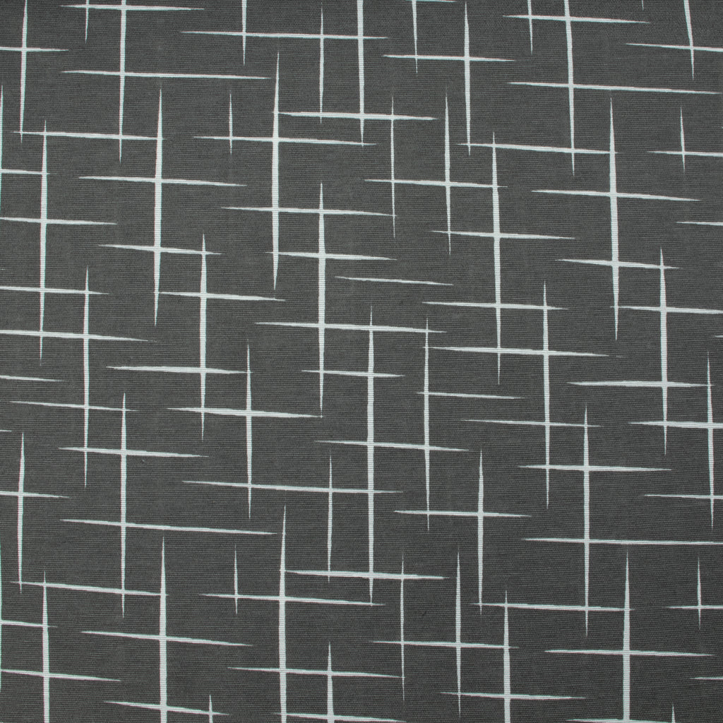 Dekostoff Dunkelgrau mit weißem Linienmuster – 100 % Polyester, ca. 140 cm breit