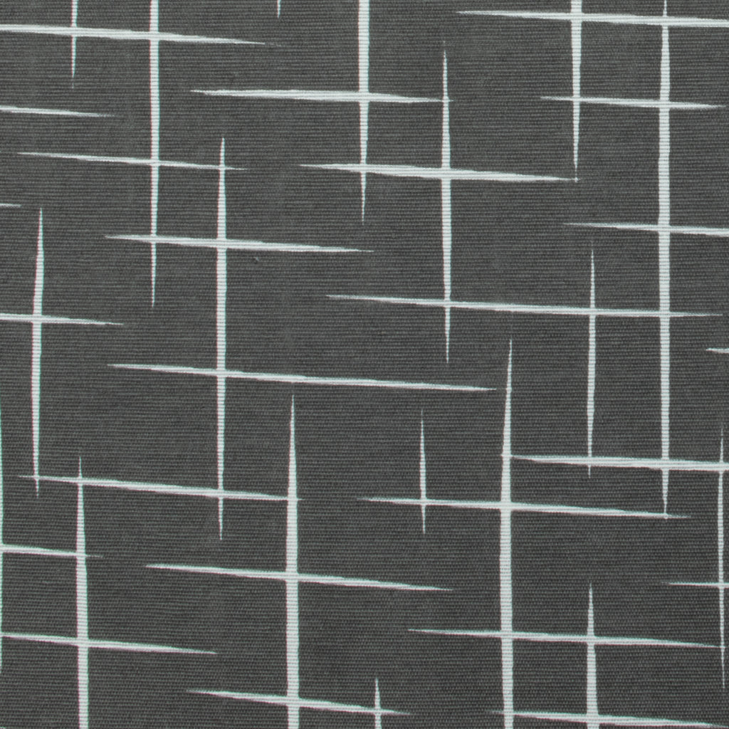Dekostoff Dunkelgrau mit weißem Linienmuster – 100 % Polyester, ca. 140 cm breit