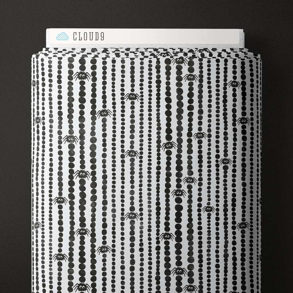 Cloud 9 Fabrics - Gothic Whimsy - Spiders Stripes | White/Black