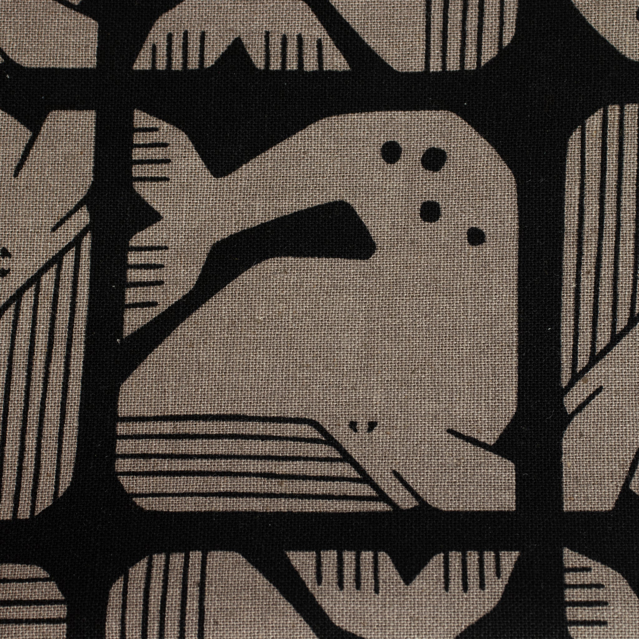 By the Seaside 2 Canvas Grumpy Whale Black Unbleached – Cotton + Steel x Loes van Oosten
