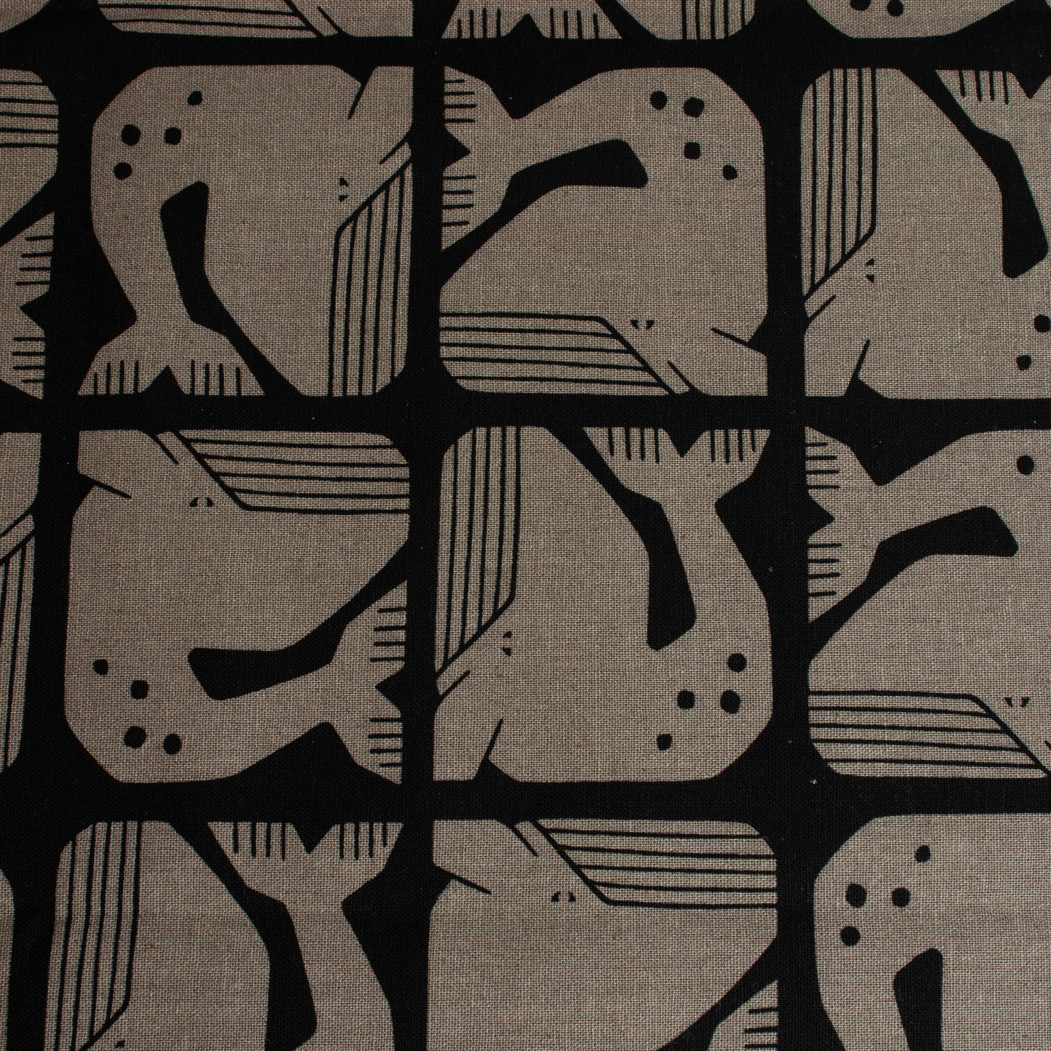By the Seaside 2 Canvas Grumpy Whale Black Unbleached – Cotton + Steel x Loes van Oosten