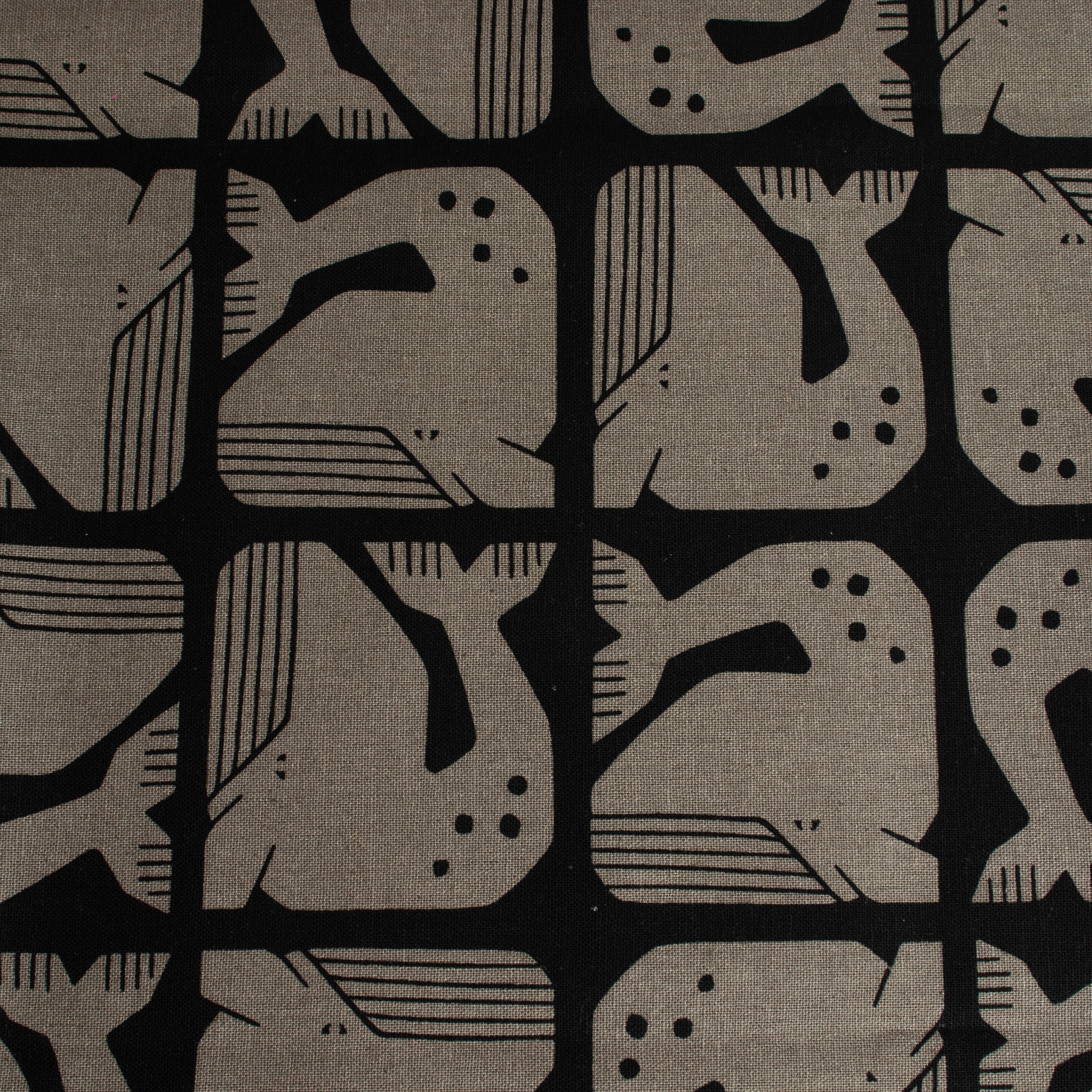 By the Seaside 2 Canvas Grumpy Whale Black Unbleached – Cotton + Steel x Loes van Oosten