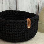 Häkelkorb „Strickstil“ Midnight Dust – Ø ca. 20,5 cm - Sabinzi - Aus Stoffliebe wird Lieblingsstück