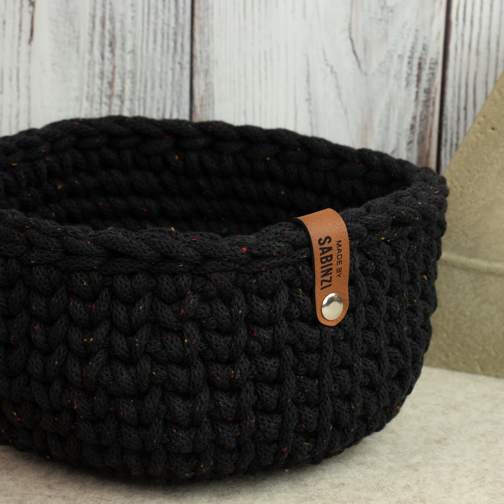 Häkelkorb „Strickstil“ Midnight Dust – Ø ca. 20,5 cm