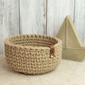 Häkelkorb „Strickstil“ Sand – Ø ca. 20 cm - Sabinzi - Aus Stoffliebe wird Lieblingsstück