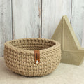 Häkelkorb „Strickstil“ Sand – Ø ca. 18 cm - Sabinzi - Aus Stoffliebe wird Lieblingsstück