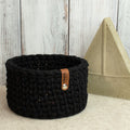 Häkelkorb mit Holzboden „Midnight Dust“ – Strickstil ca. 17 cm - Sabinzi - Aus Stoffliebe wird Lieblingsstück