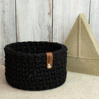Häkelkorb mit Holzboden „Midnight Dust“ – Strickstil ca. 17 cm - Sabinzi - Aus Stoffliebe wird Lieblingsstück