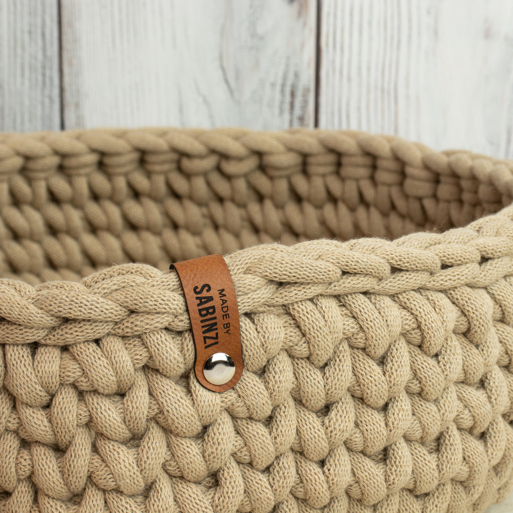 Großer Häkelkorb „Sand“ im Strickstil – Handmade Aufbewahrungskorb ca. 31 cm - Sabinzi - Aus Stoffliebe wird Lieblingsstück
