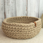 Großer Häkelkorb „Sand“ im Strickstil – Handmade Aufbewahrungskorb ca. 31 cm - Sabinzi - Aus Stoffliebe wird Lieblingsstück