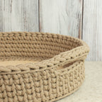 Großer Häkelkorb mit Holzboden & Griffen „Sand“ – Strickstil ca. 34 cm - Sabinzi - Aus Stoffliebe wird Lieblingsstück