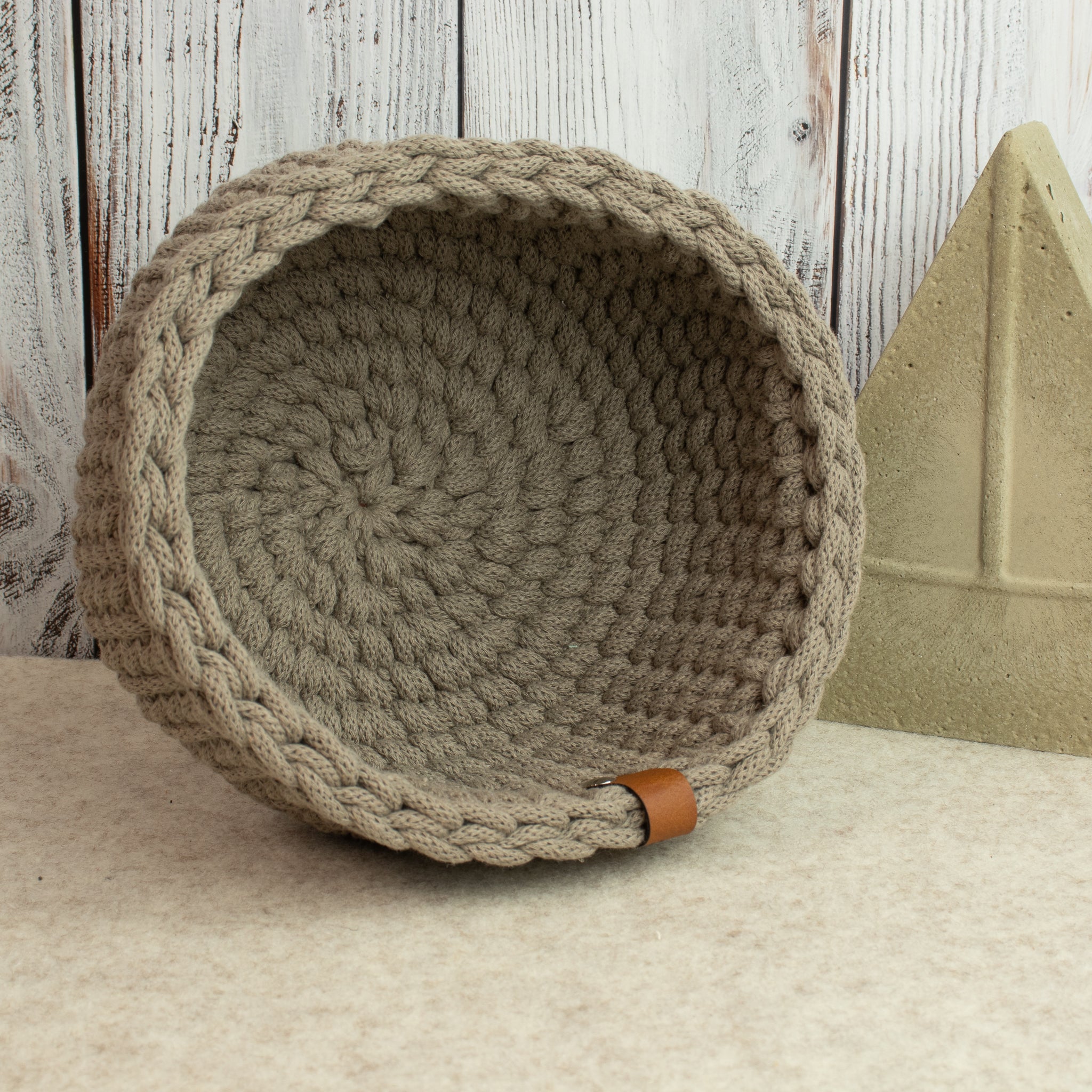 Häkelkorb „Strickstil“ Coffee – Ø ca. 20 cm