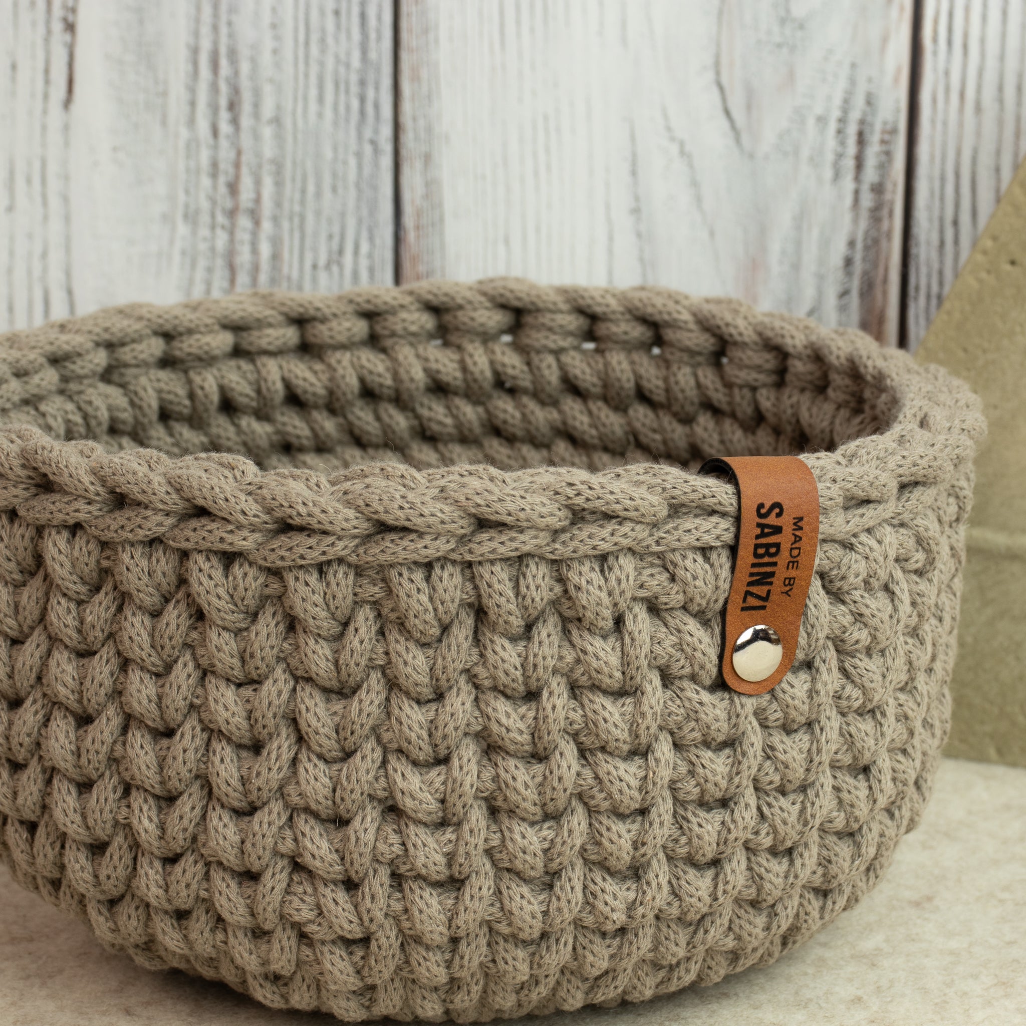 Häkelkorb „Strickstil“ Coffee – Ø ca. 20 cm