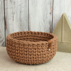 Häkelkorb „Strickstil“ Mocha Mousse – Ø ca. 20 cm - Sabinzi - Aus Stoffliebe wird Lieblingsstück