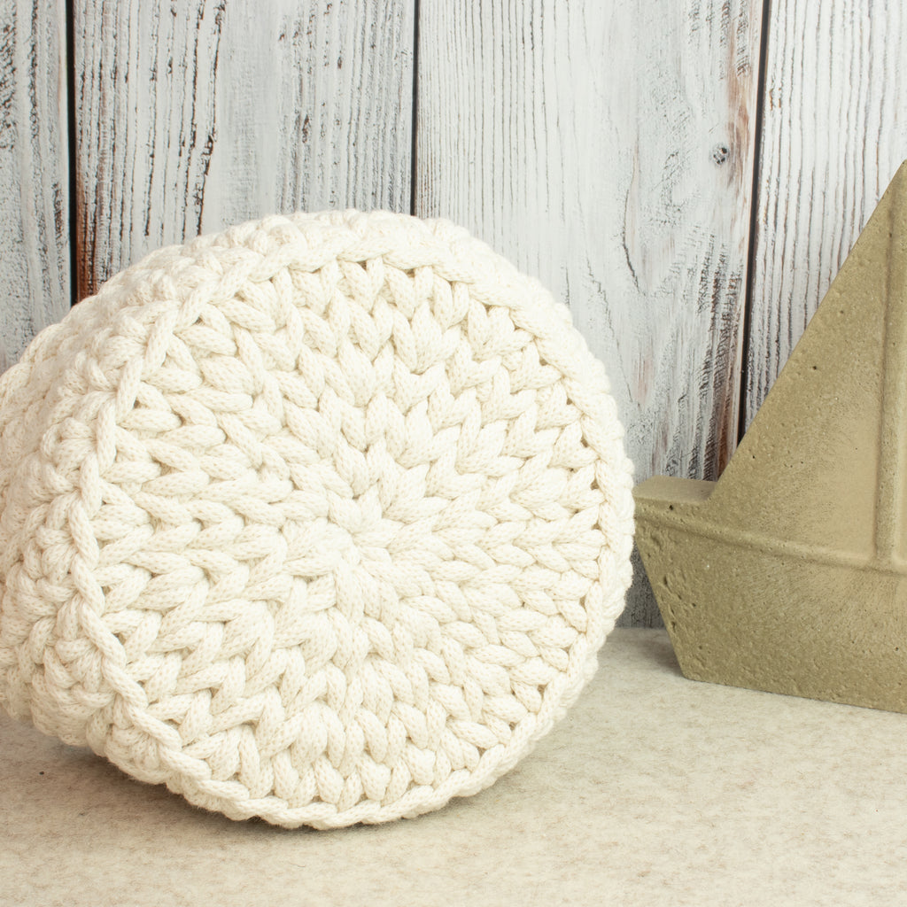 Häkelkorb Gänsefüßchenmuster „Natural“ – Ø ca. 18 cm - Sabinzi - Aus Stoffliebe wird Lieblingsstück