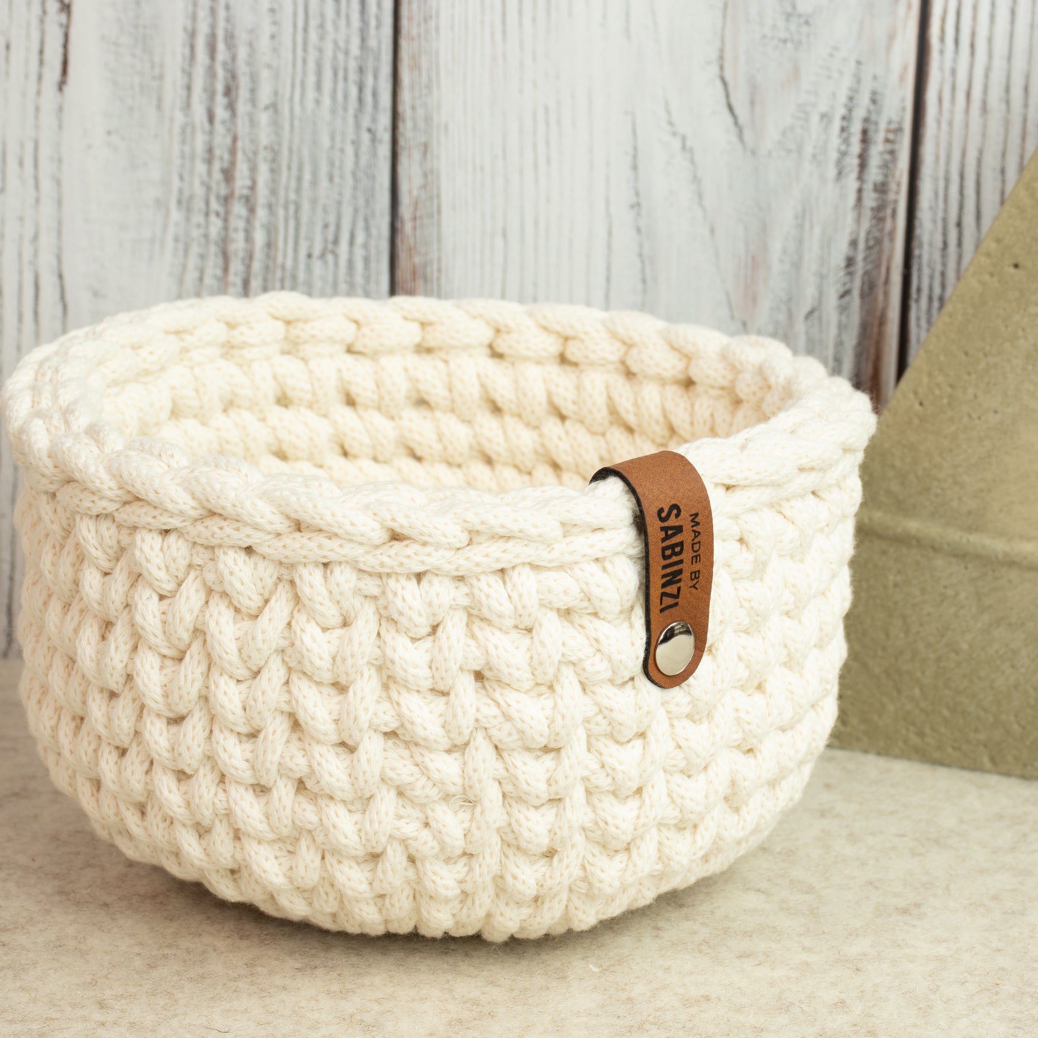 Häkelkorb „Strickstil“ Natural – Ø ca. 21 cm