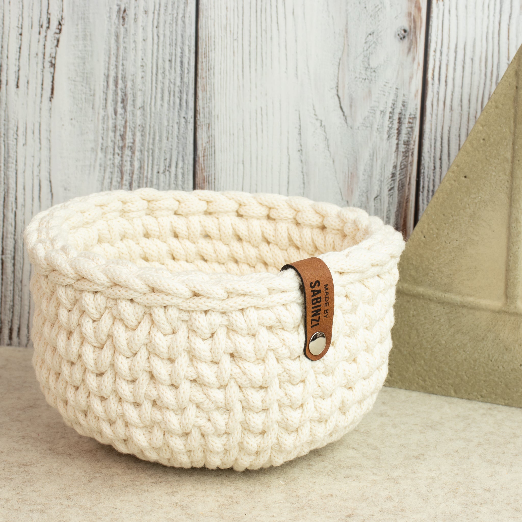 Häkelkorb „Strickstil“ Natural – Ø ca. 21 cm