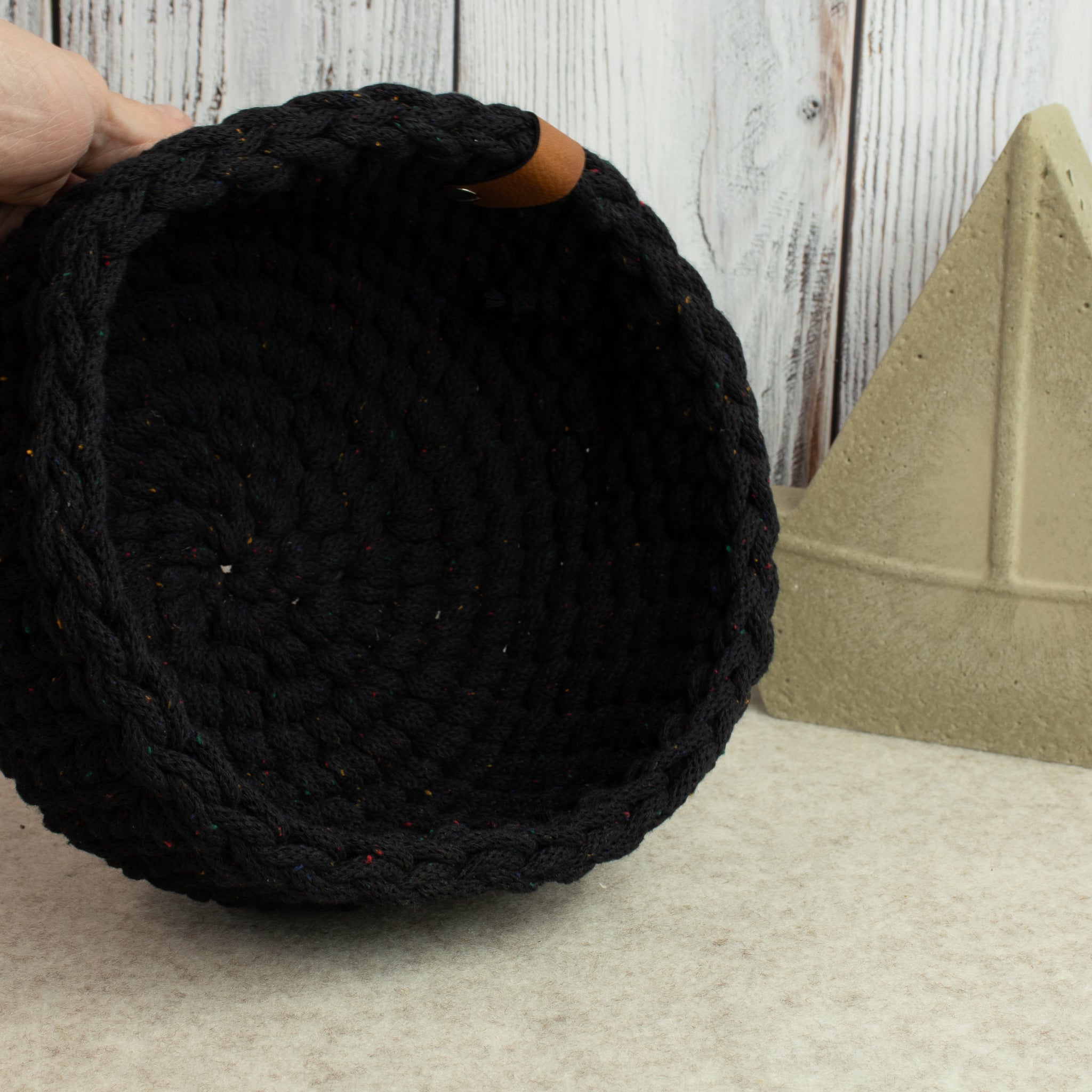 Häkelkorb „Strickstil“ Midnight Dust – Ø ca. 20,5 cm