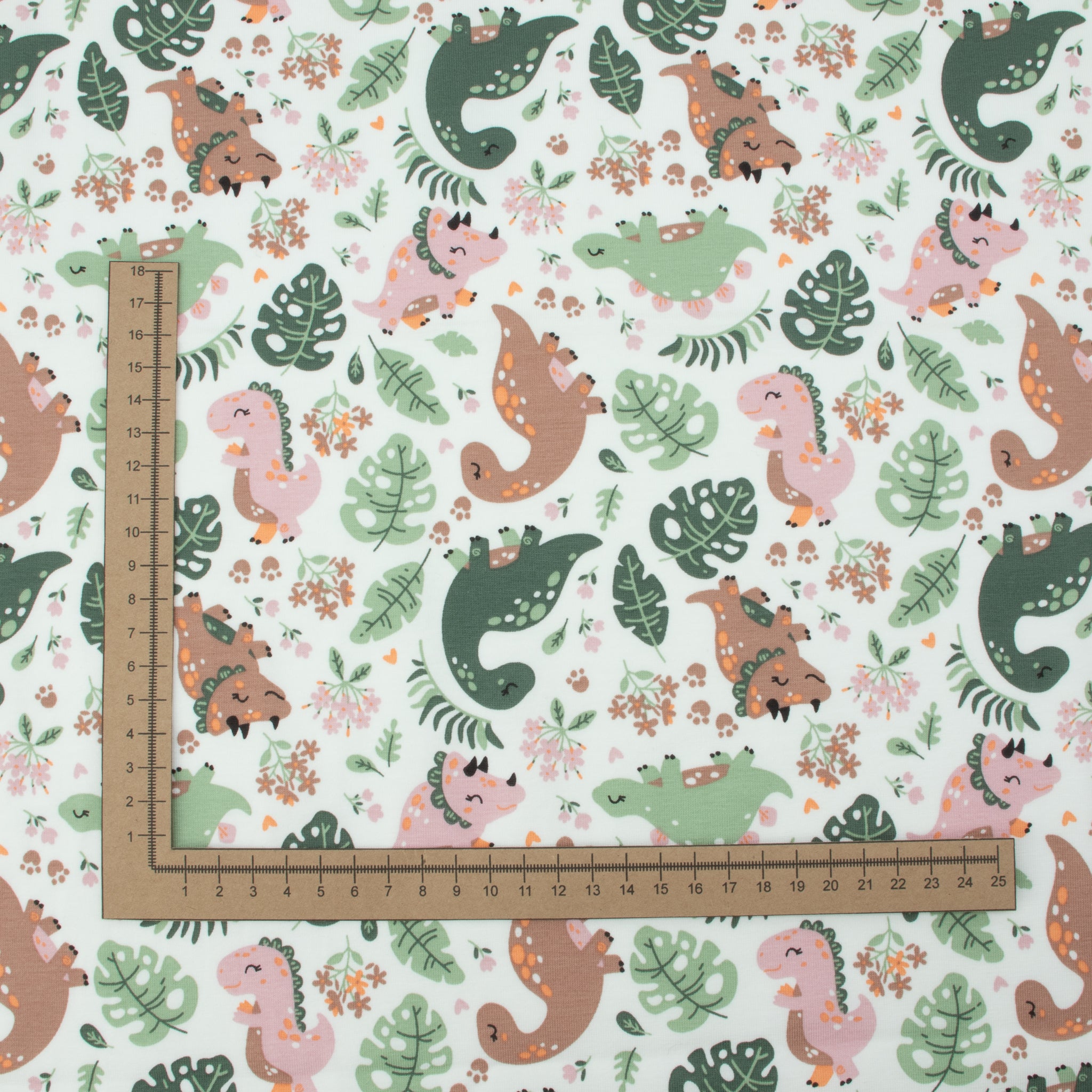 Jersey Dinos Pastell – niedlicher Jerseystoff mit Dino-Motiven