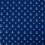 Jersey Anker Herzen – maritimer Jerseystoff in Dunkelblau mit Rosa