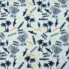 Jersey Make Waves – sportlicher Jerseystoff mit Surfbrett & Palmen