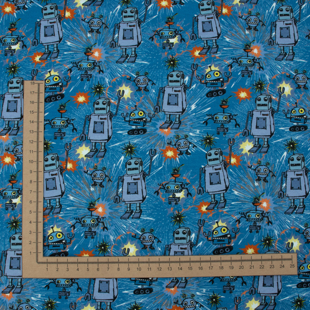 Jersey Panel Roboter – Blau – Steinbeck für Swafing – 62 x 160 cm