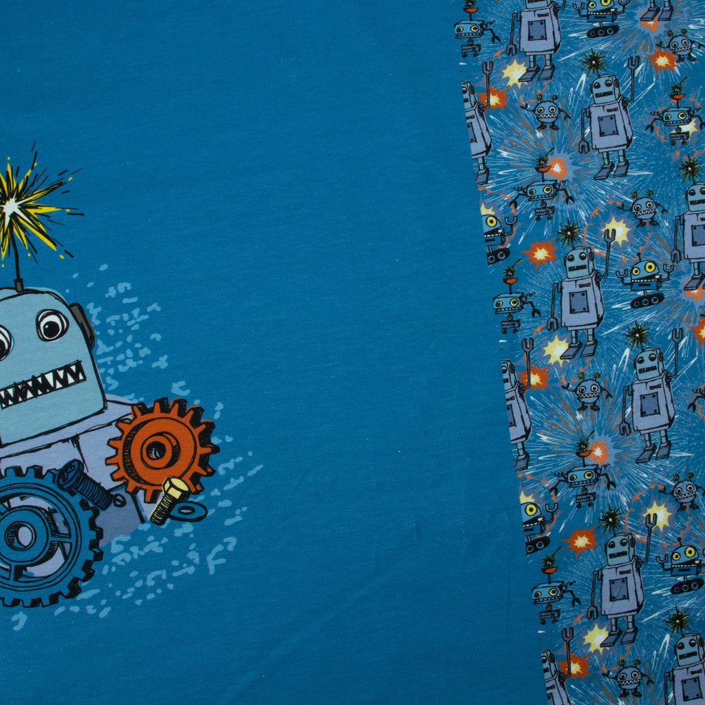 Jersey Panel Roboter – Blau – Steinbeck für Swafing – 62 x 160 cm